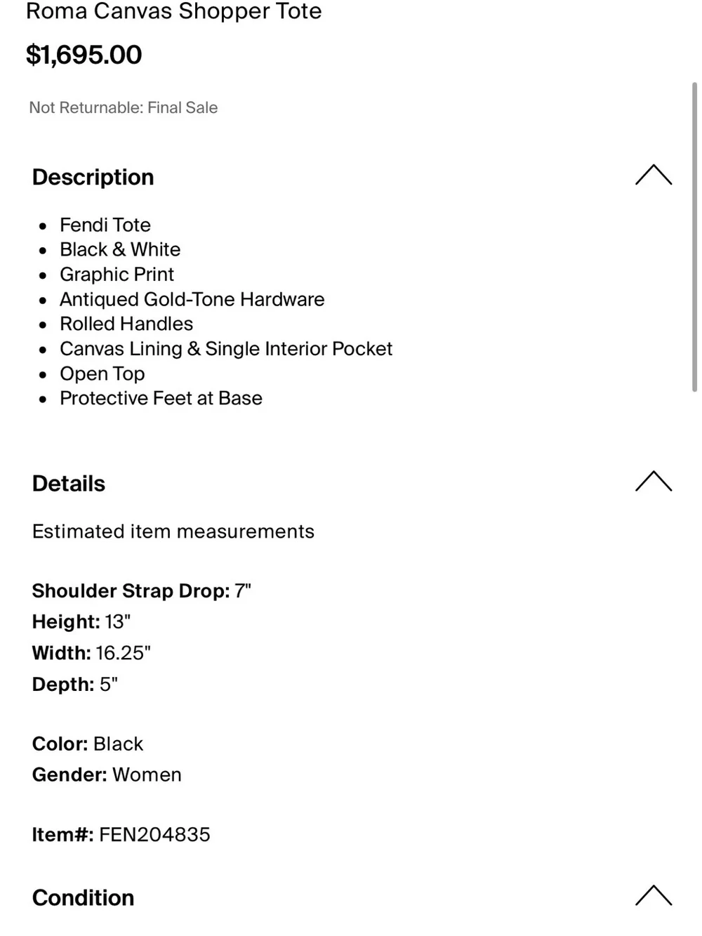 Fendi Roma Canvas Tote